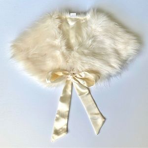 Little Girl Cream Faux Fur Shawl Shoulder Wrap